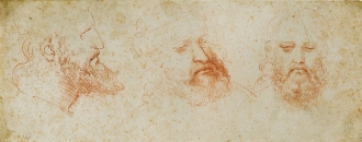 "A tu per tu con Leonardo. Tre vedute di testa virile con barba"