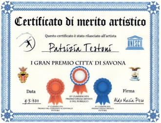 CERTIFICATO DI MERITO ARTISTICO PROF. ALDO PERO