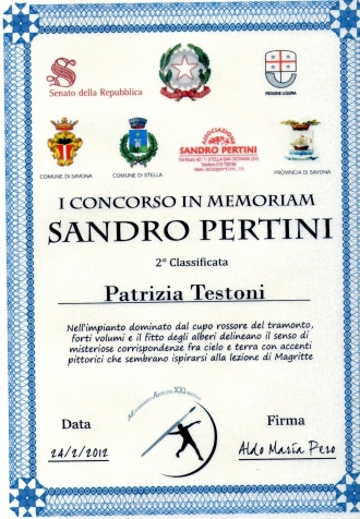 ATTESTATO 2 CLASSIFICATA AL CONCORSO D'ARTE NAZIONALE IN MEMORIA DEL PRESIDENTE SANDRO PERTINI